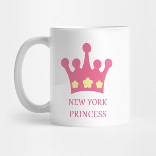 New York Princess with Pink Crown and Yellow Flowers Mug